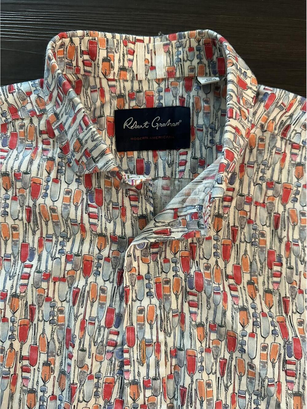 ROBERT GRAHAM Modern Americana BOTTOMS UP button down Shirt SZ XLWINE BOTTLES